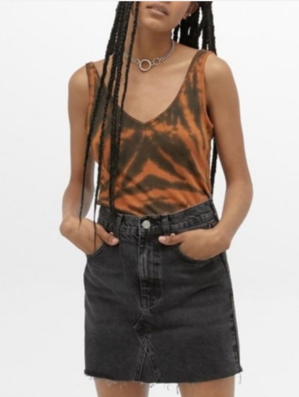 BDG Urban Outfitters High-rise Black Denim Distressed Mini Skirt Size Med - Picture 3 of 15